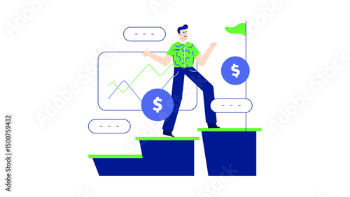 Job promotion and career progress pathway, suitable for finance, success, investments, business themes in presentations, websites, blogs.