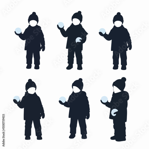 Kids throwing snowballs winter fun activity