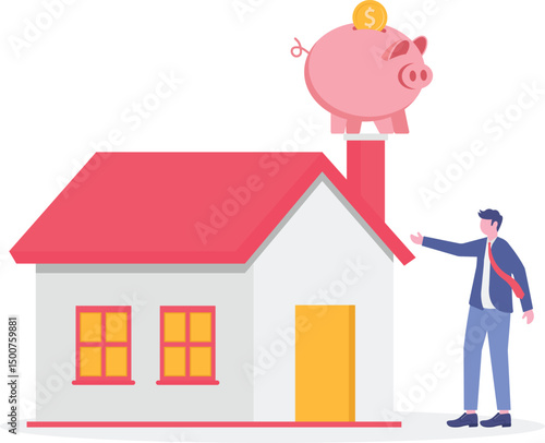 Environmentally conscious living concept.using energy saving light bulb.flat character life .

