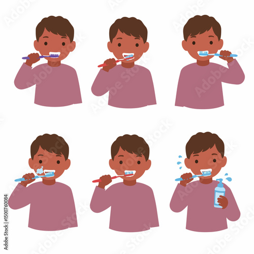 Boy dental health routine daily hygiene