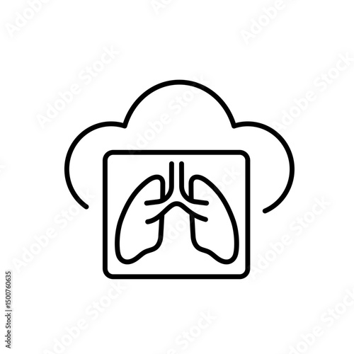 Cloud-based image storage line icon vector, editable stroke, perfect for remote diagnostics, teleradiology, and AI health archives