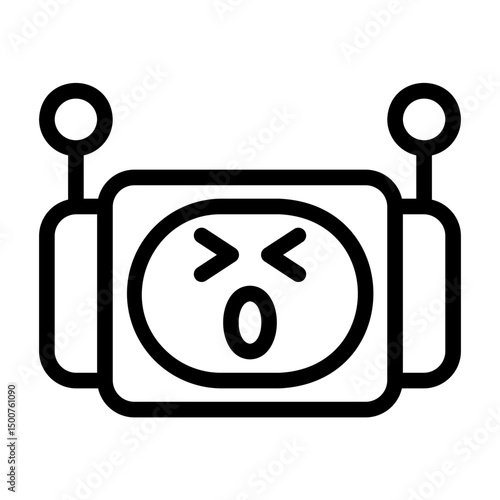 A collection of icons containing facial expressions that are formed into robot emojis, happy, sad, funny, silly and happy