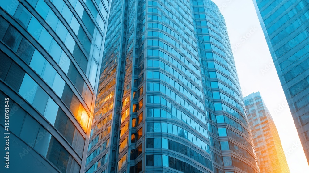 Fototapeta premium Skyscrapers with reflective glass facades