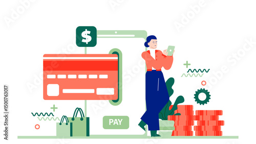 Person paying with a credit card online. Suitable for depicting online transactions, ecommerce, digital payments, financial transactions, shopping, and internet purchases.