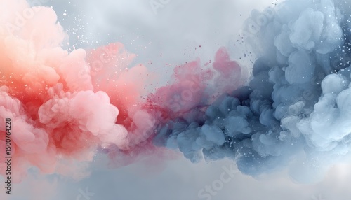 Abstract Colorful Smoke Swirls in Soft Red and Blue Hues