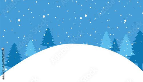 Snowy winter forest illustration background. winter mountains in snowy weather. winter nature. snowdrifts. snowfall. vector illustration