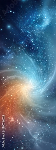 Cosmic Swirl of Stars and Nebula in Deep Space Background