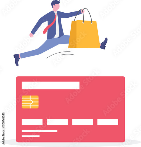 Consumerism and marketing luring people to shop with credit card debt risk.

