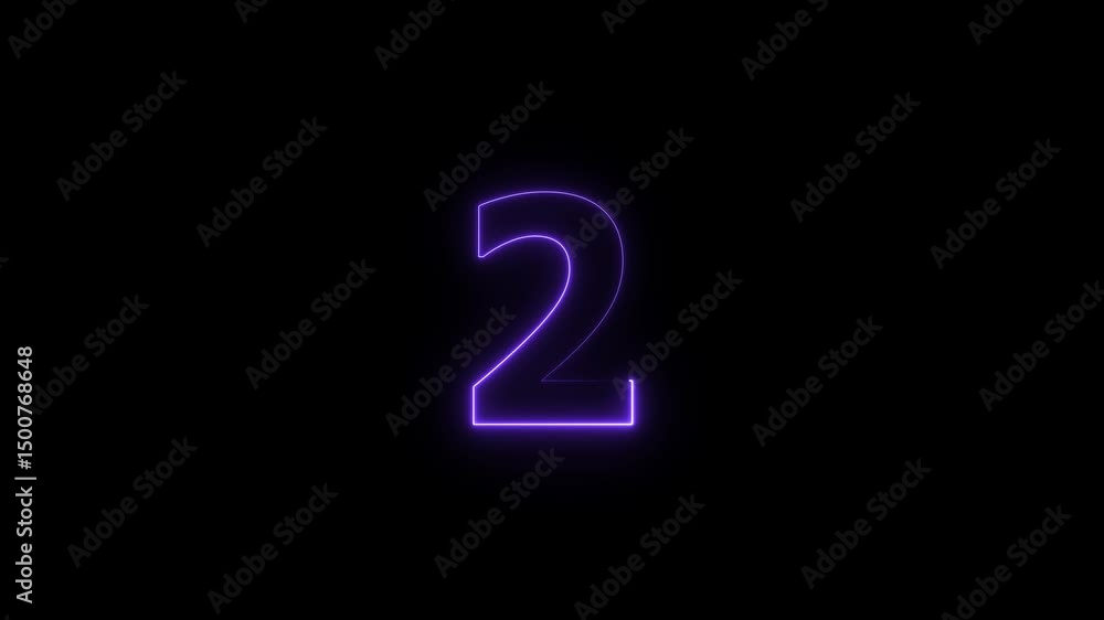 A glowing neon 2 number animation . on a black background. and creating a video stunning 4k video. A glowing neon 2 number animation . on a black background. and creating a video stunning 4k video.
