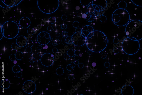 A graphic of rising circle shape and glitter