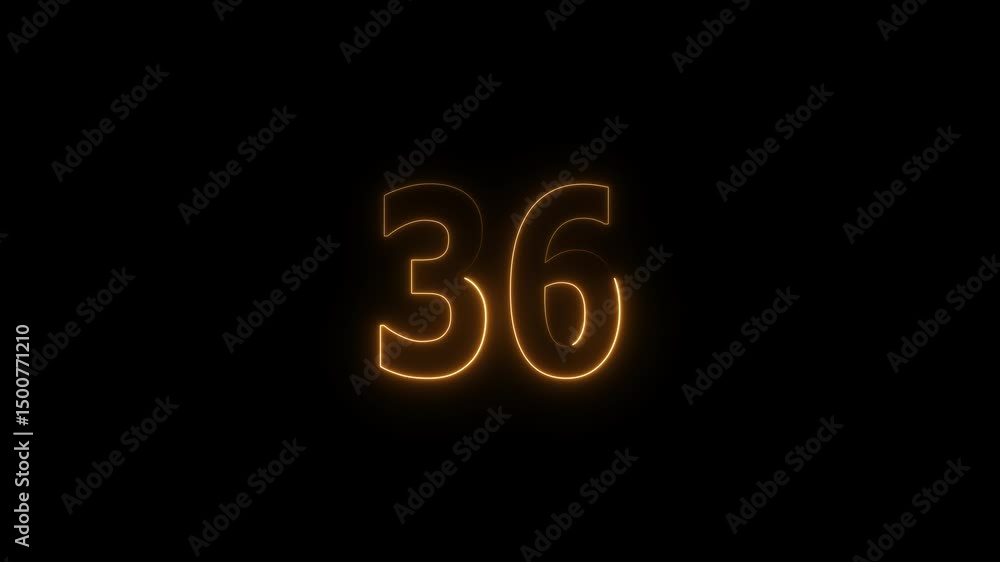 A glowing neon 36 number animation . on a black background. and creating a video stunning 4k video. A glowing neon 36 number animation . on a black background. and creating a video stunning 4k video.