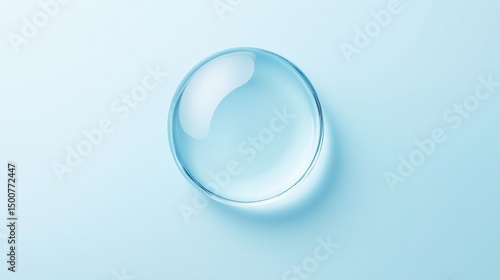 Transparent water - like sphere on a light blue background