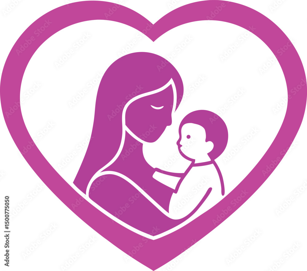 Mom and baby vector logo design with love shape Mom and baby vector logo design with love shape