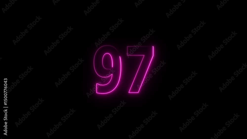 A glowing neon 97 number animation . on a black background. and creating a video stunning 4k video. A glowing neon 97 number animation . on a black background. and creating a video stunning 4k video.