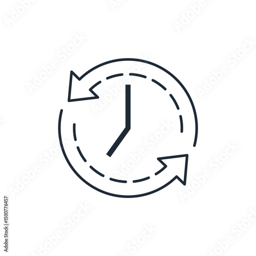 Time back. Vector linear icon illustration on white background.