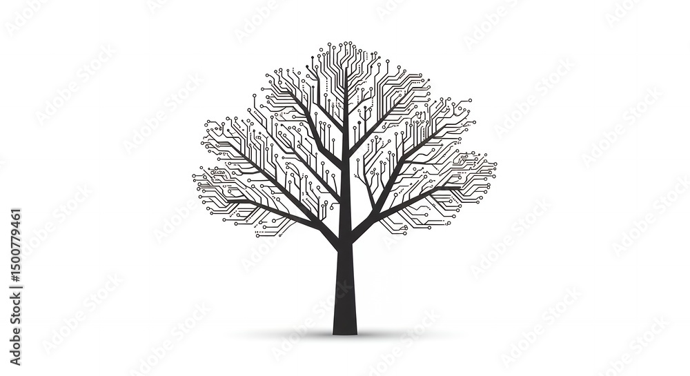 Obraz premium Leafless Tree on White Background Representing Winter or Minimalism
