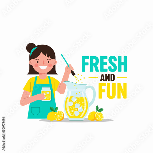 Fresh and fun lemonade stand with lemons