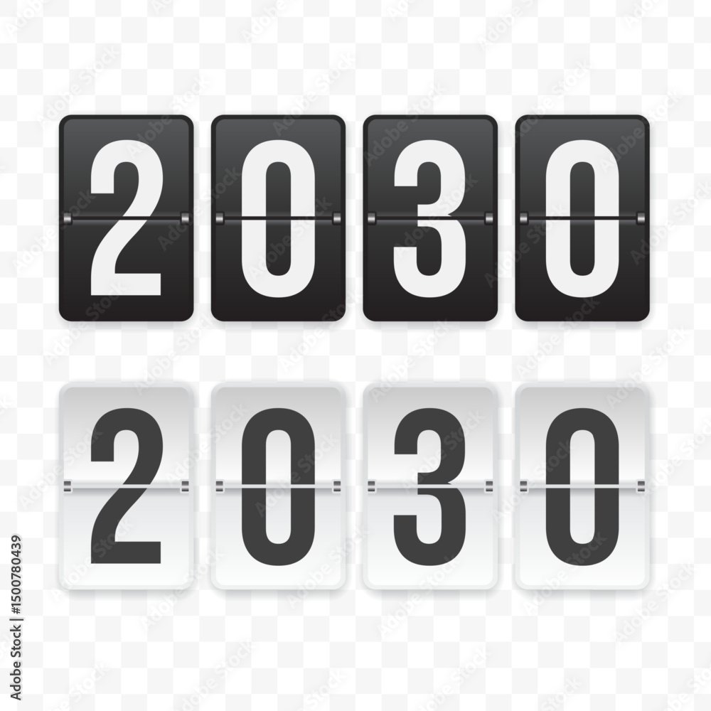 Vector illustration of a flip clock icon sign and symbol 2030. Black and white colored icons for website design .Simple design Vector illustration of a flip clock icon sign and symbol 2030. Black and white colored icons for website design .Simple design