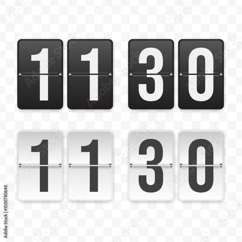 Vector illustration of a flip clock icon sign and symbol  half past eleven. Black and white colored icons for website design .Simple design