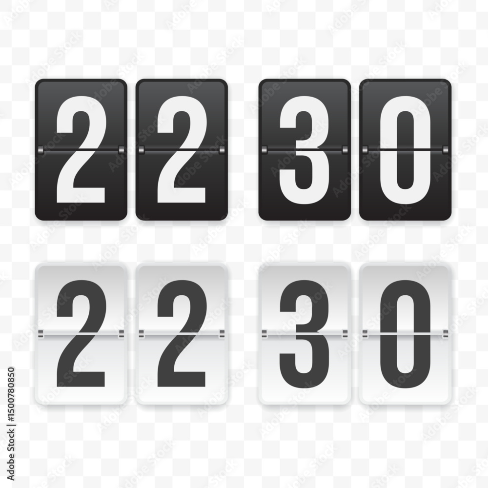 Vector illustration of a flip clock icon sign and symbol half past twenty-two. Black and white colored icons for website design .Simple design Vector illustration of a flip clock icon sign and symbol half past twenty-two. Black and white colored icons for website design .Simple design