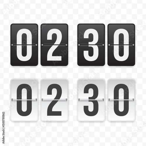 Vector illustration of a flip clock icon sign and symbol  half past two. Black and white colored icons for website design .Simple design