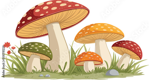White Background Mushroom Vector Design Detailed Illustration