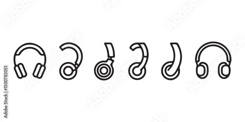 Headphone Vector Set: A sleek set of minimalist headphone icons in various styles, capturing the essence of audio technology and modern design.