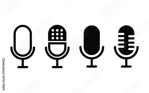 Four Different Microphone Icons on a White Background