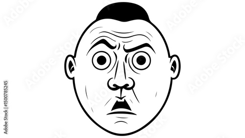 angry and little bit strange face of a overweight person vector illustration