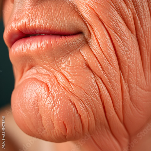 Close up skin texture with wrinkles on body human