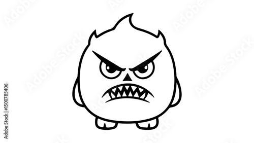 simple devil outline vector illustration, monster outline line art vector illustration