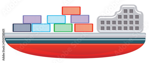 Cargo ship, shipment flat icons. Vector illustration. Isolated icon suitable for web, infographics, interface and apps