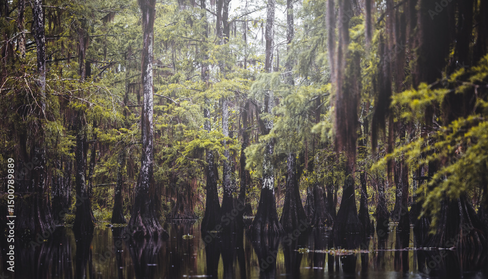Foggy Cypress Trees at Sunrise Foggy Cypress Trees at Sunrise
