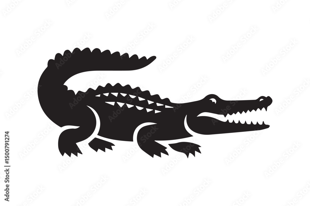 Fototapeta premium Classic Black Crocodile Logo Design - Timeless Reptile Emblem for Apparel