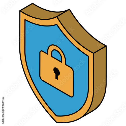 盾　アイソメトリック　イラスト