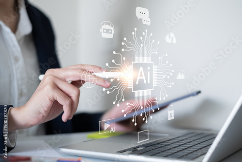 Artificial intelligence technology ai digital innovation image generation chatbot business dashboard data analysis marketing innovation network assistance automation system software machine learning