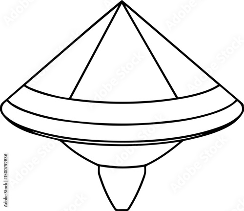 vietnamese conical hat outline vector and illustration, coloring book page