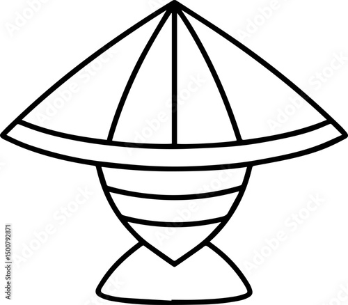 vietnamese conical hat outline vector and illustration, coloring book page