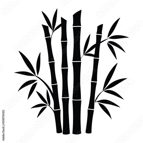 bamboo tree icon, bamboo tree line art - simple line art of bamboo tree, perfect for bamboo tree logos and icons, bamboo plant silhouette isolated on white