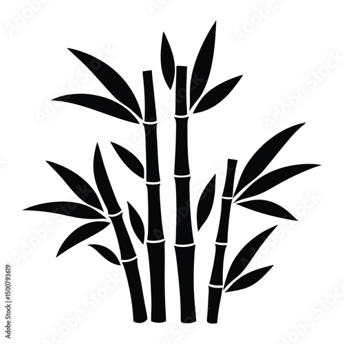 bamboo tree icon, bamboo tree line art - simple line art of bamboo tree, perfect for bamboo tree logos and icons, bamboo plant silhouette isolated on white