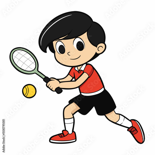 boy playing tennis