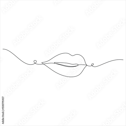  One continuous line drawing of beautiful woman lips vector illustration