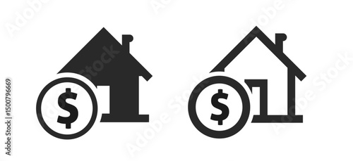 Home house money cash utility bill expense icon line stroke icon vector graphic set, property real estate tenant rental income revenue sign symbol logo pictogram solid image clip art, pay price
