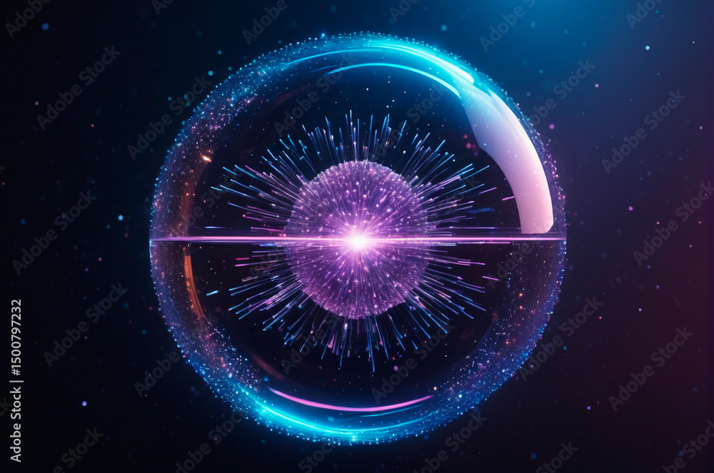 Obraz premium Cosmic Explosion Within a Spherical Galaxy. Generative AI. 
