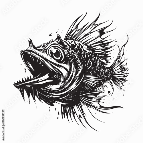Deep Sea Anglerfish Image Vector Isolated on White Background.