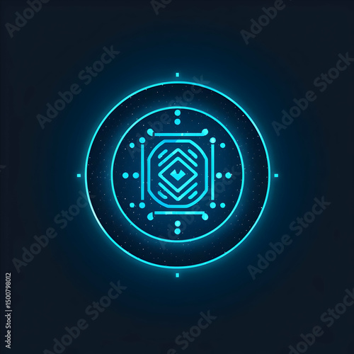 Abstract Neon Blue Glowing Symbol