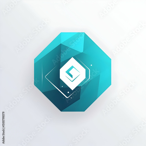 Abstract Teal Gem 3D Illustration