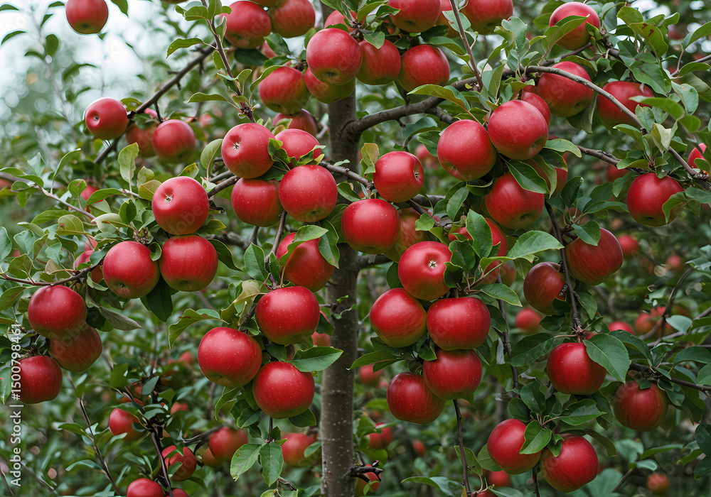 Abundant Red Apple Harvest Tree Fruit Farming isolated on transparent background Abundant Red Apple Harvest Tree Fruit Farming isolated on transparent background