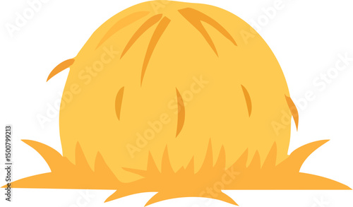 Round Hay Bale Vector Illustration – Minimalist Flat Cartoon Straw Stack Icon for Farming and Harvest Concepts