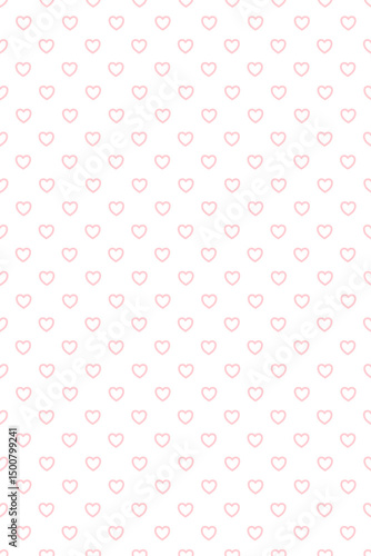 Seamless pattern pink hearts on white background